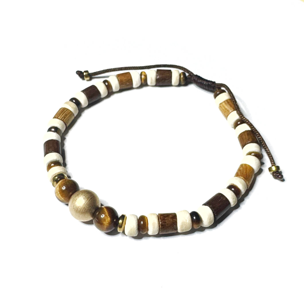 Tiger Eye & Coconut armband