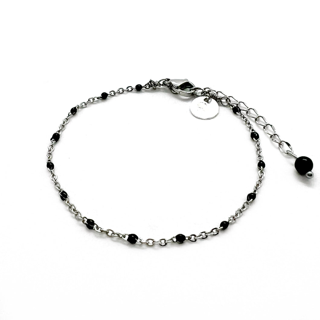 Obsidian silver armband