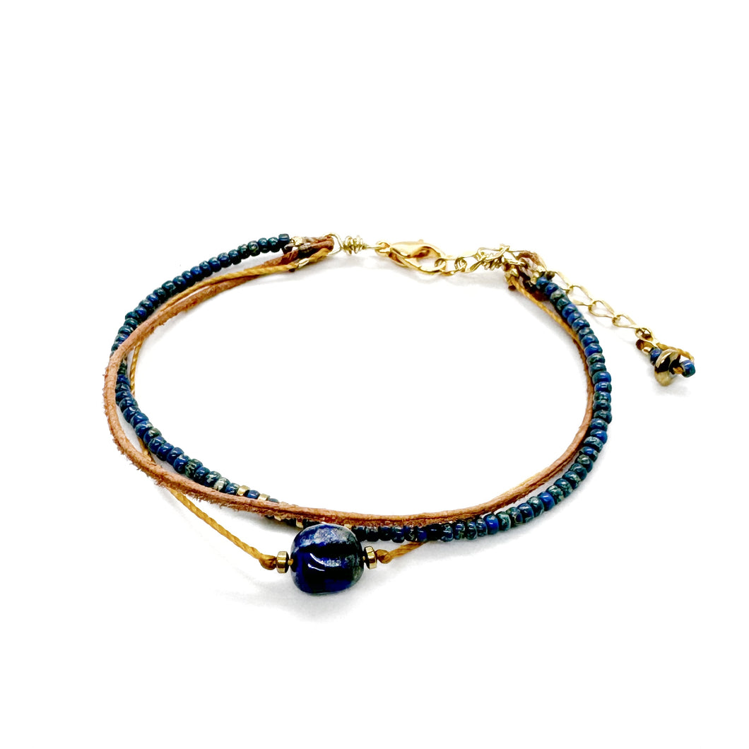 Triple Lapis Lazuli armband