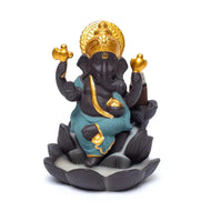 Backflow Ganesha blue incense holder