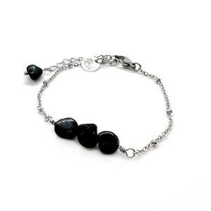 Onyx bracelet zilver rvs