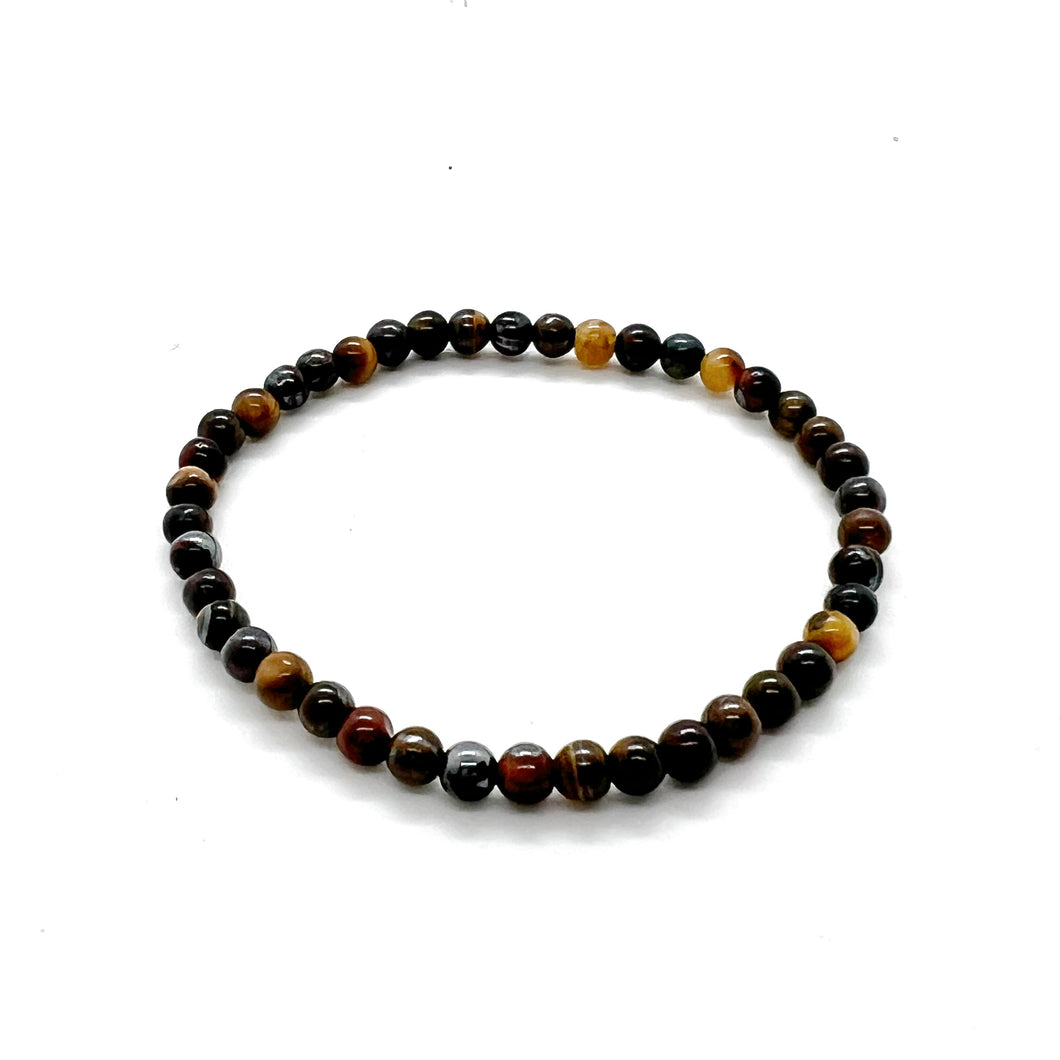 Tijgeroog tricolor naturel armband 4mm