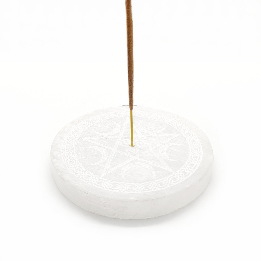 Selenite incense holder