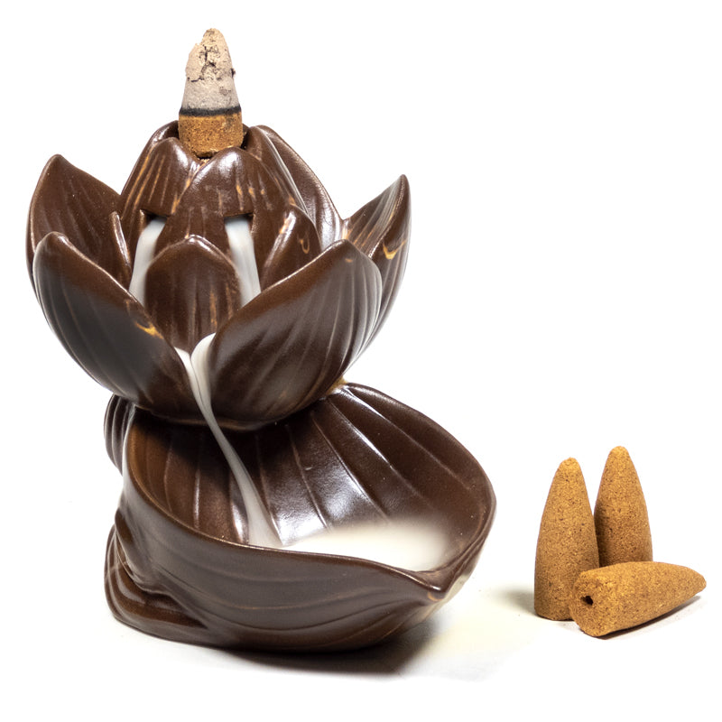 Backflow lotus flower incense holder