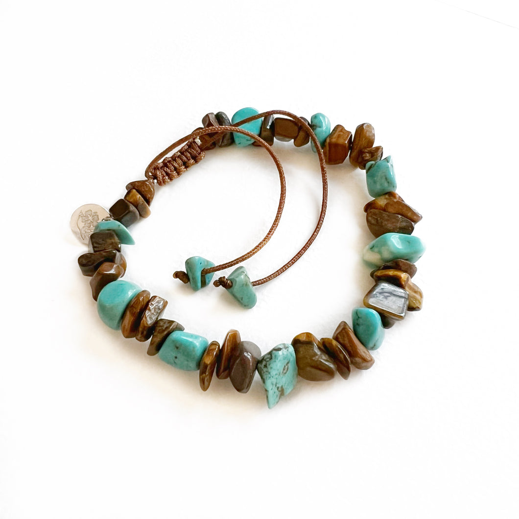 Tijgeroog turquoise armband