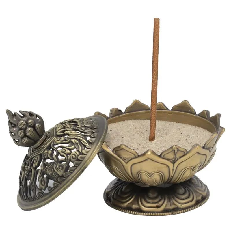 Bronze lotus incense holder